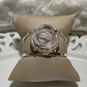 Silver Chalcedony Geode Cuff Bracelet